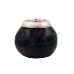 Calebasse (pot à Maté ) Traditionnelle Avec Anneau - Noir